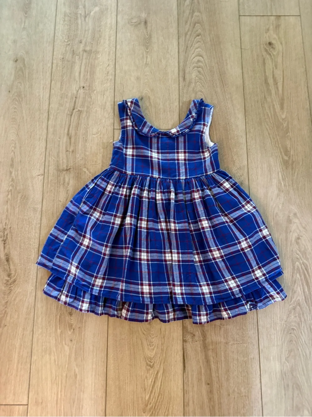 SweetHoney Blue Plaid Sleeveless Layered Dress
